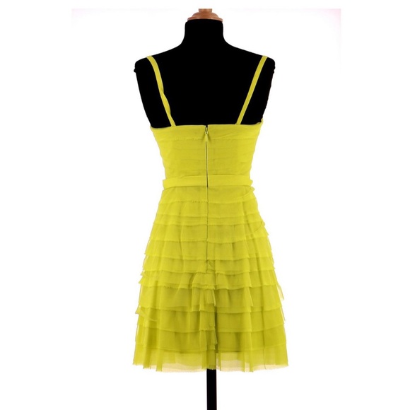 BCBG Max Azria Lime Yellow Cocktail Dress Size 8 - Picture 3 of 4